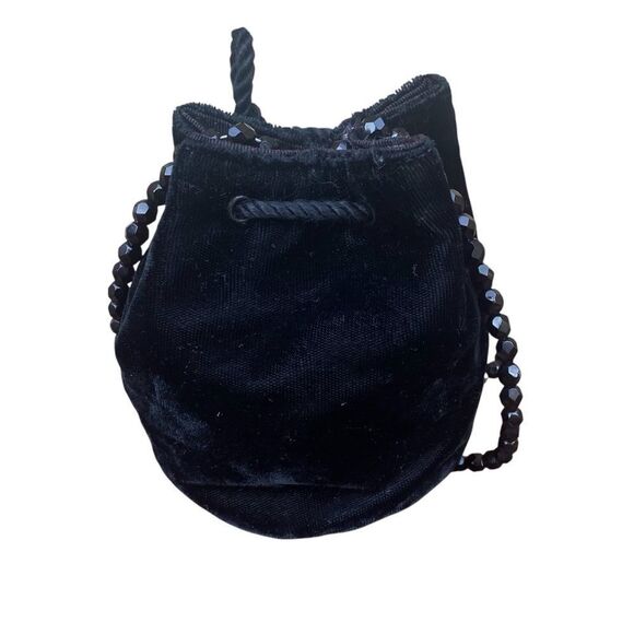 Jill Stuart Black Velvet Evening Crossbody Pouch w/Beaded Strap Night Out - Picture 3 of 6